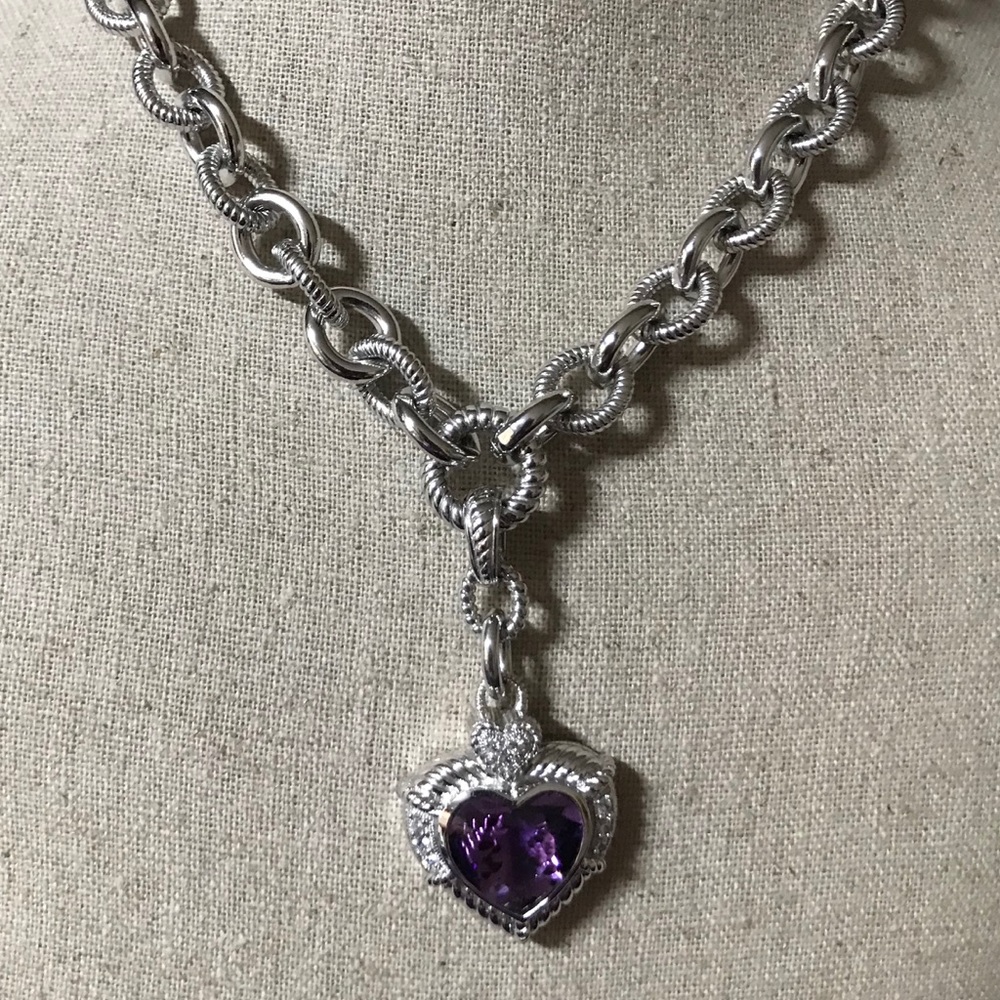 Judith Ripka SS Amethyst Heart Pendant Enhancer